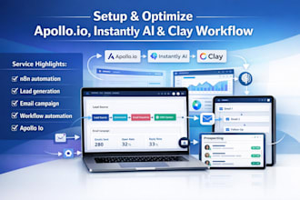 setup and optimize apollo io, instantly ai and clay workflow for scalable b2b