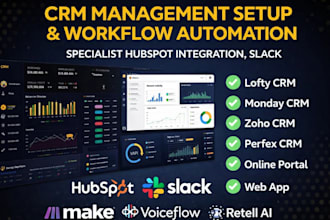 do crm management setup workflow automation specialist hubspot integration,slack