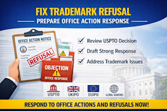 prepare office action response and fix trademark refusal or objection