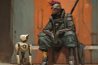 esign alien cyberpunk or space warrior character
