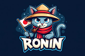 make modern cat samurai ronin logo for your company