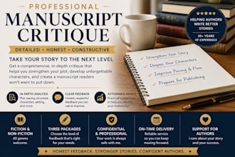 professionally critique your manuscript with honest feedback