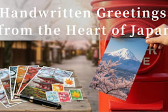 send you a handwritten japanese postcard with beautiful scenery