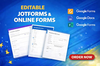 design interactive forms using jotform, google forms, or typeform