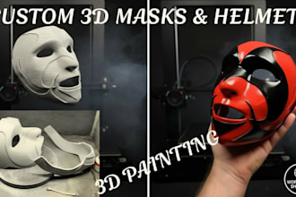 print and hand paint custom cosplay mask helmet and props with resin and pla fdm