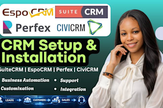 setup espocrm suitecrm civicrm perfex crm, installation and customization