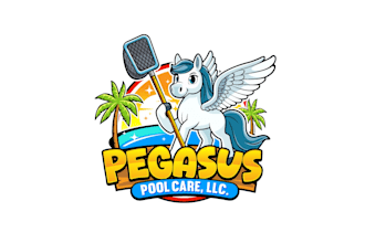 create graceful fantastic pegasus and pool service logo design