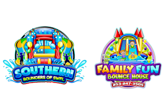design wonderful bounce house logo