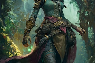 draw a dnd party art and d and d character for you