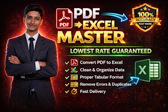 convert pdf to excle and clean IT , give it a tabular form