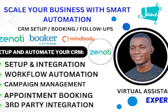 setup clinic spa salon gym CRM system on zenoti mindbody booker jane app expert
