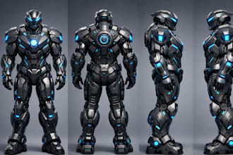 make 3d humanoid character,3d robot vr avatar,sci fi armored,cc5,ue control rig