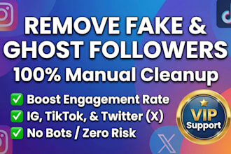 manually unfollow bot or remove fake followers on instagram, tiktok, and twitter
