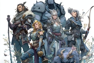 dnd party art or dnd character art