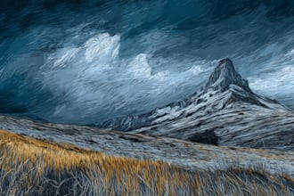 draw your landscape photo in scribble art style