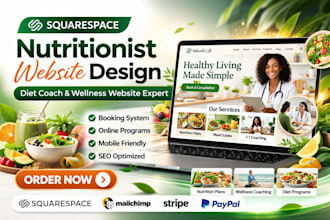 design squarespace nutritionist website, diet coach and wellness website