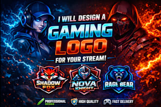 design gaming, twitch, mascot, esports logo for streamers