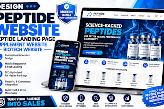 design peptide website peptide landing page  supplement website biotech website