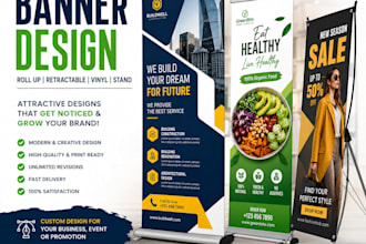 create attractive retractable banner, roll up and vinyl design