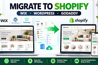 migrate your wix, wordpress or godaddy website to shopify