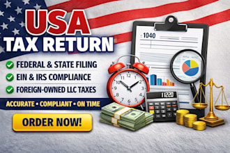 prepare and file USA tax return federal and state tax filing with irs compliance