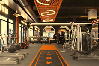 design 3d gym, home gym, renovate to gym, fitness center layout with cgi visual