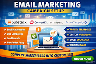 setup email marketing campaign via substack convertkit omnisend activecampaign