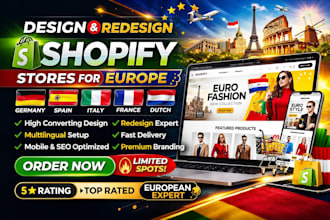 design redesign shopify germany store spain italy france dutch shopify website
