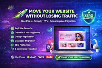 migrate your website on wordpress, shopify, wix, duda, zyro, and squarespace