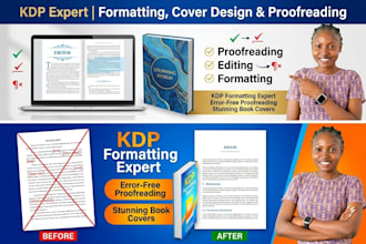 ebook formatting book cover design and manuscript proofreading for amazon KDP