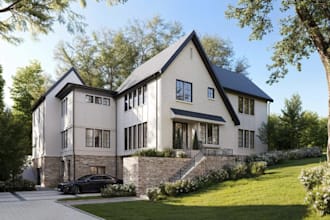 design modern house, render photorealistic 3d villa exterior, apartment interior