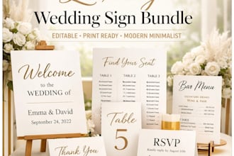 design modern elegant wedding sign bundle and printable wedding signage