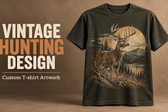 design vintage hunting and fishing t shirt illustrations for your brand