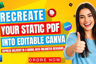 convert your pdf static files into canva editable in 6 hrs