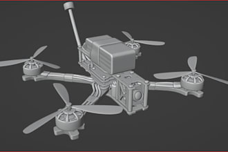 design custom drone, uav, quadcopter, tricopter and fpv drone in 3d