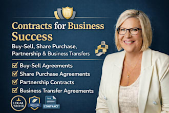 prepare buy sell, share purchase, partnership and business transfer contracts