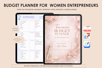design a feminine aesthetic budget planner for women entrepreneurs