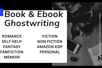 be your ghostwriter, ghost book writer, ebook writer for fiction and non fiction