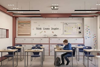 3d school design educational institute laboratory library classroom nursery room