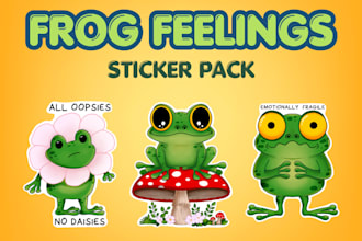 design cute sticker packs with expressive characters