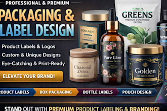 design brand packaging product label design, bottle labels, product logo