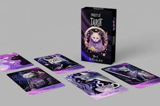 create tarot cards game oracle card game illustration card box mockup board game