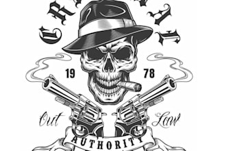 design high quality skull mafia vintage logo with t shirt design