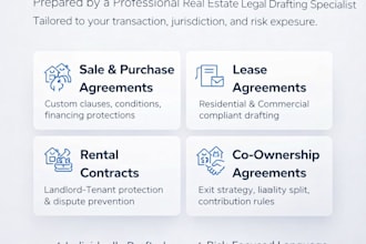 draft and review real estate agreements including lease and sale agreement
