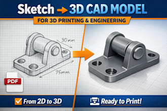 convert your sketch image or PDF into a precise 3d cad model for 3d printing