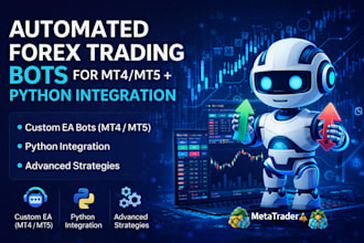 develop automated forex trading bots for mt4 , mt5 with python integration