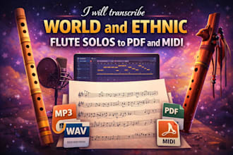 transcribe world and ethnic flute solos to PDF and midi
