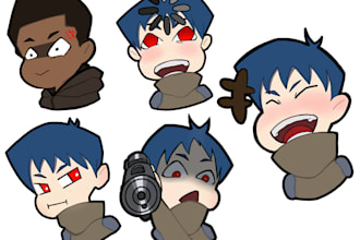 design custom anime and manga emotes for twitch and discord