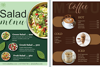 design a professional restaurant menu card, or cafes menu