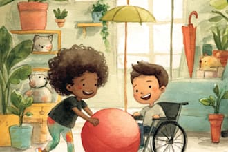 draw children book illustration or african american children book illustration